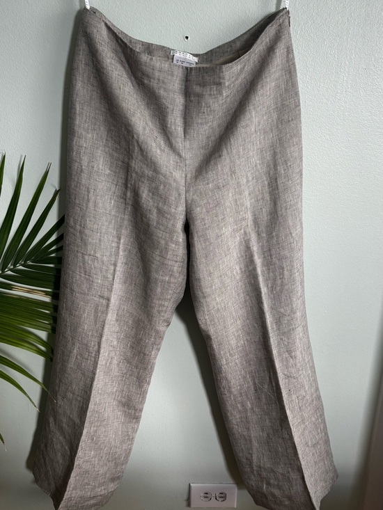 precis petite Pants - Women's Straight-Leg Linen Blend Pants - Light Gray